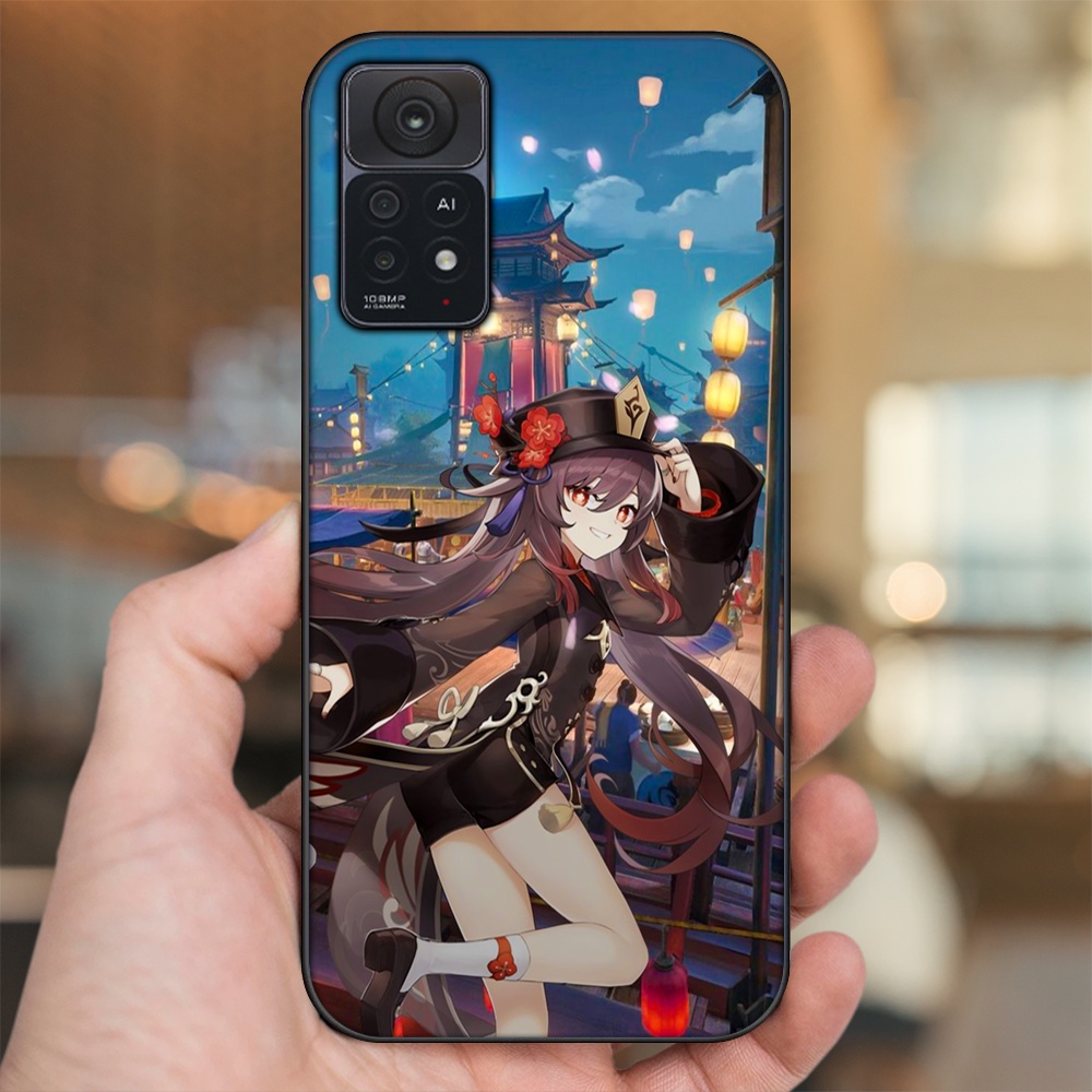 Ốp lưng Xiaomi Redmi Note 11 Pro 5G viền đen in hình Hutao Genshin Impact