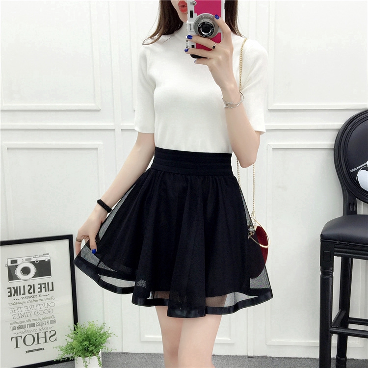 Chân váy xòe lưng thun phong cách Hàn Quốc thanh lịch dành cho nữ