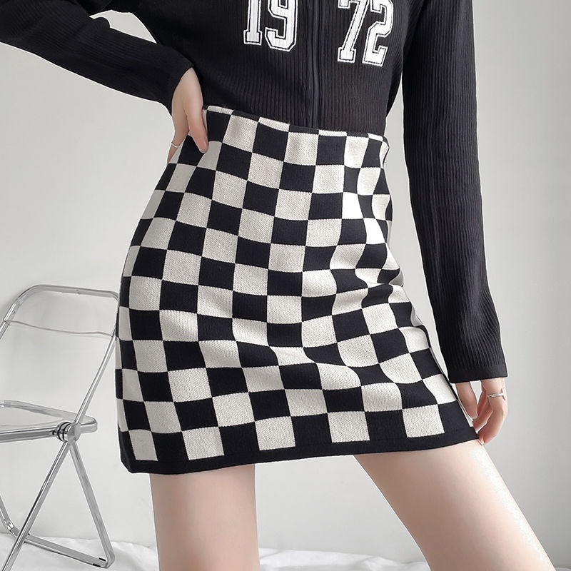 Chân Váy Chữ A Họa Tiết Caro Phong Cách Hàn Quốc Thời Trang Thu Đông 17E218