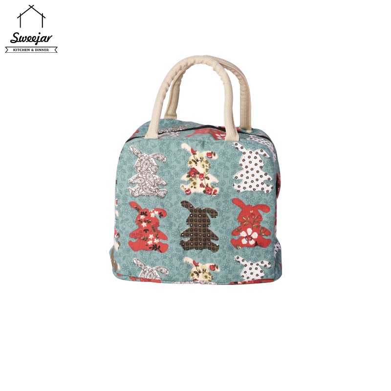 Túi đựng cơm trưa SWEEJAR cotton với lớp màng nhôm cách nhiệt chống tràn giữ nóng lạnh cho người lớn trẻ em