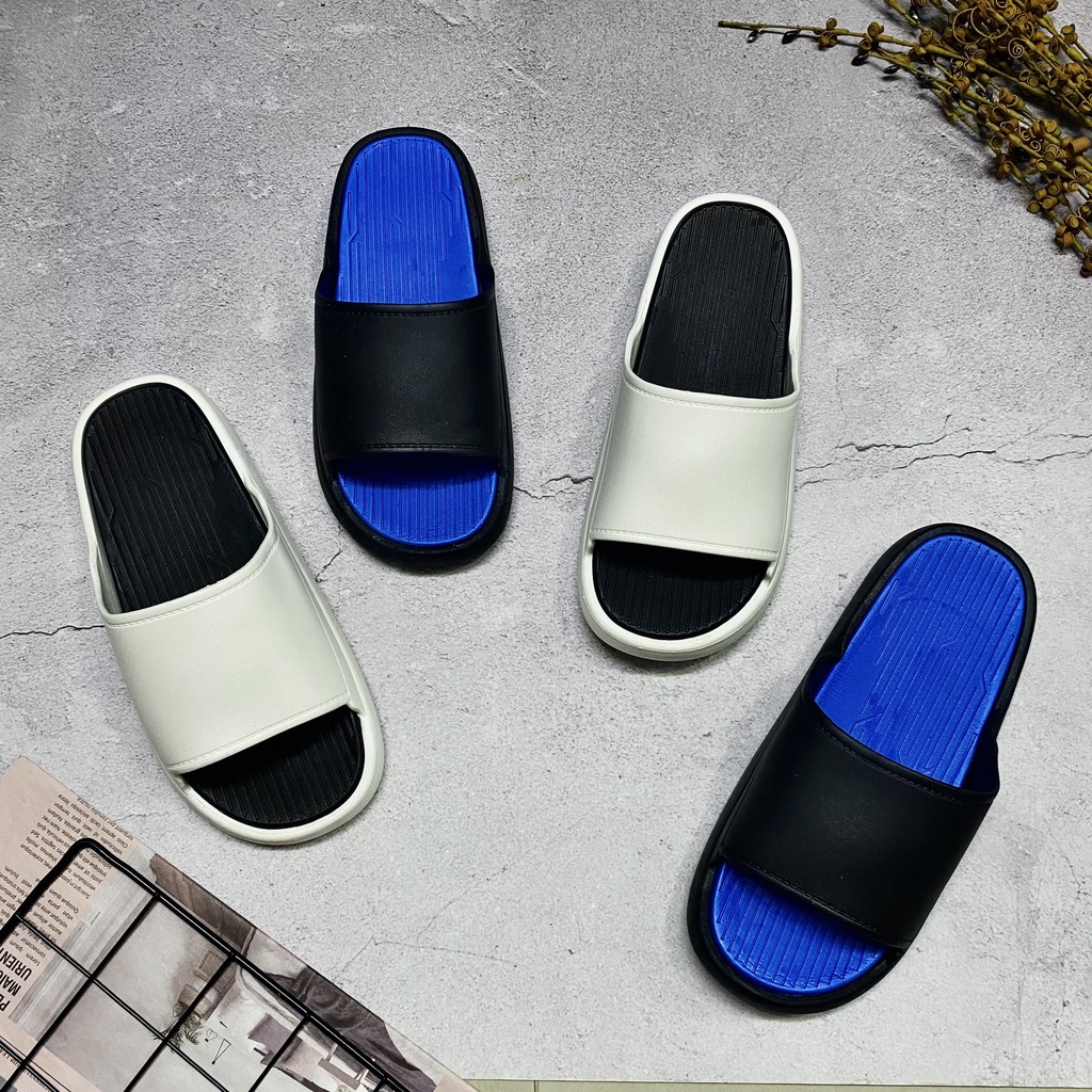 Dép quai ngang thời trang unisex phối màu đơn giản trẻ trung siêu êm chân đi nước thoải mái - TT394