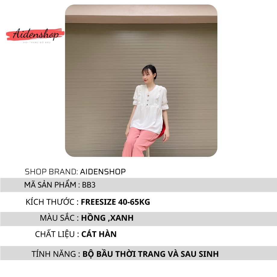 Bộ bầu thời trang sau sinh dạo phố thiết kế trẻ trung hot teen có khóa ti quần dài