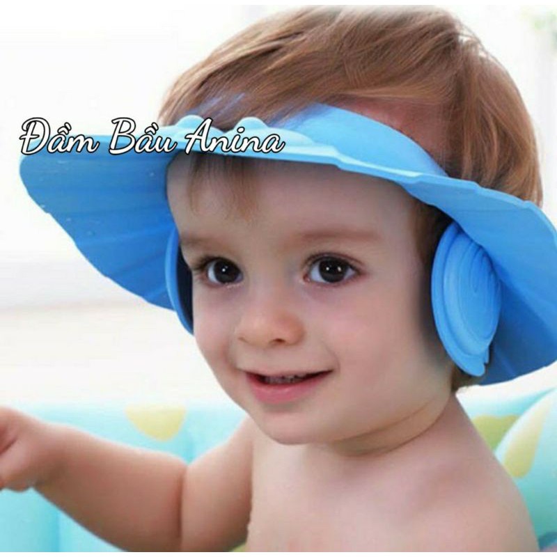 Mũ chắn nước có vành tai cho bé khi tắm - gội