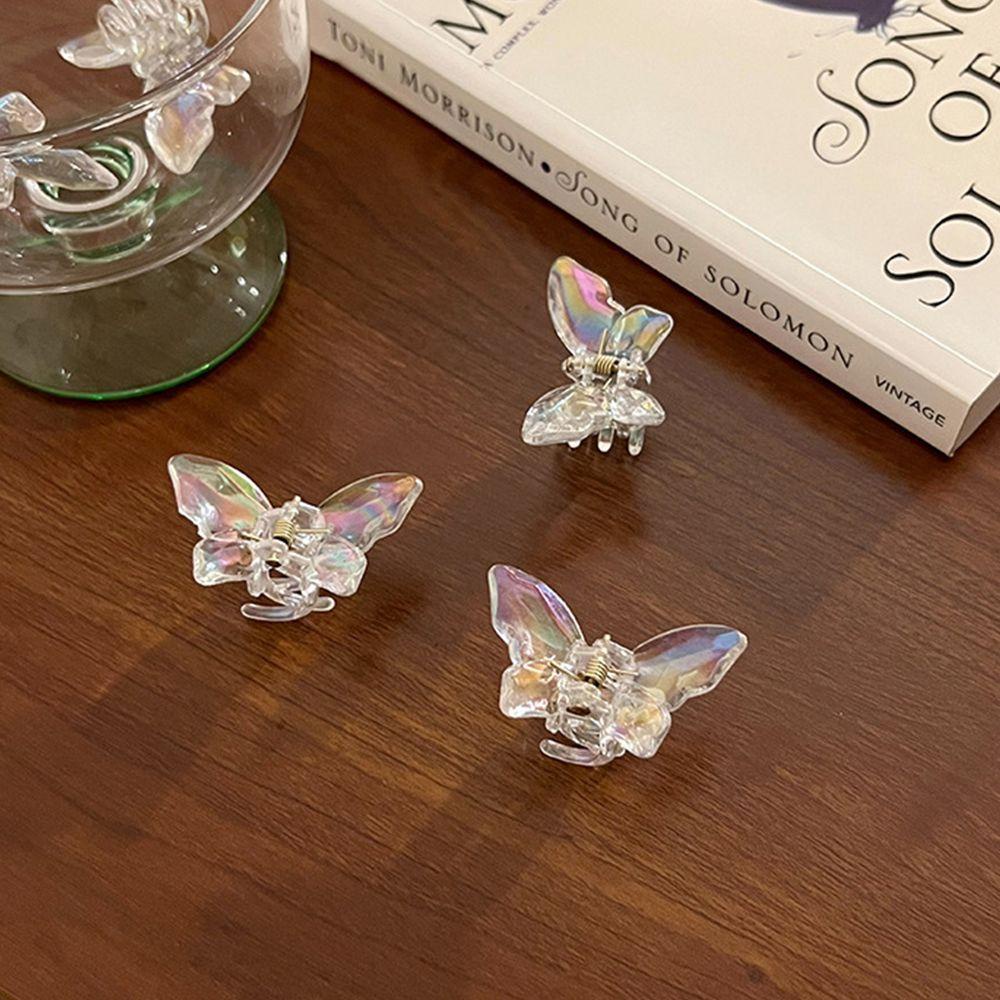 IVORY Kẹp Tóc Càng Cua Bằng Nhựa Trong Suốt Màu Laser Kiểu Hàn Quốc Dễ Thương Cho Bé