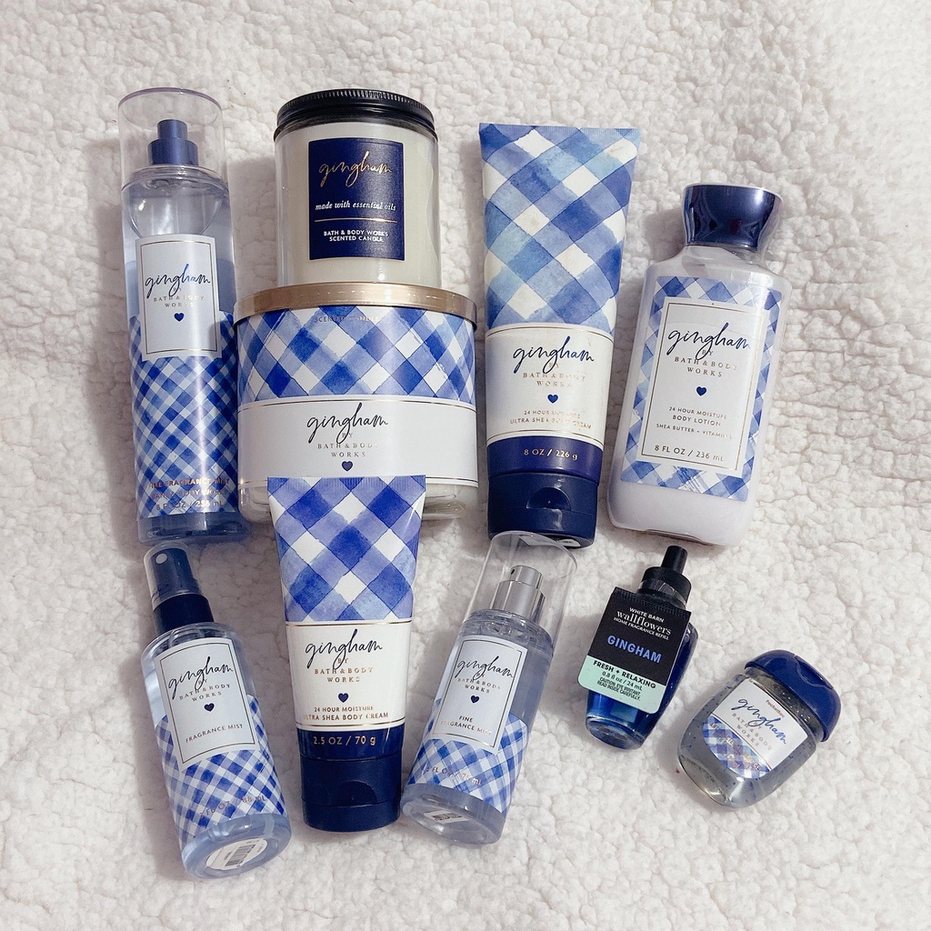 Gingham BBW sữa tắm lotion nước hoa xịt thơm toàn thân Bath & Body Works Gel Mist Chuẩn Auth