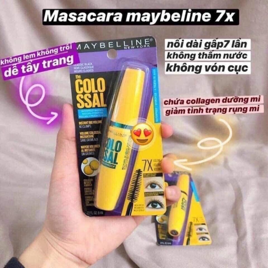 Chuốt mi Mascara Maybeline Colo SSAL vàng 7X - Lâu trôi - Không vón cục - Mi cong dài
