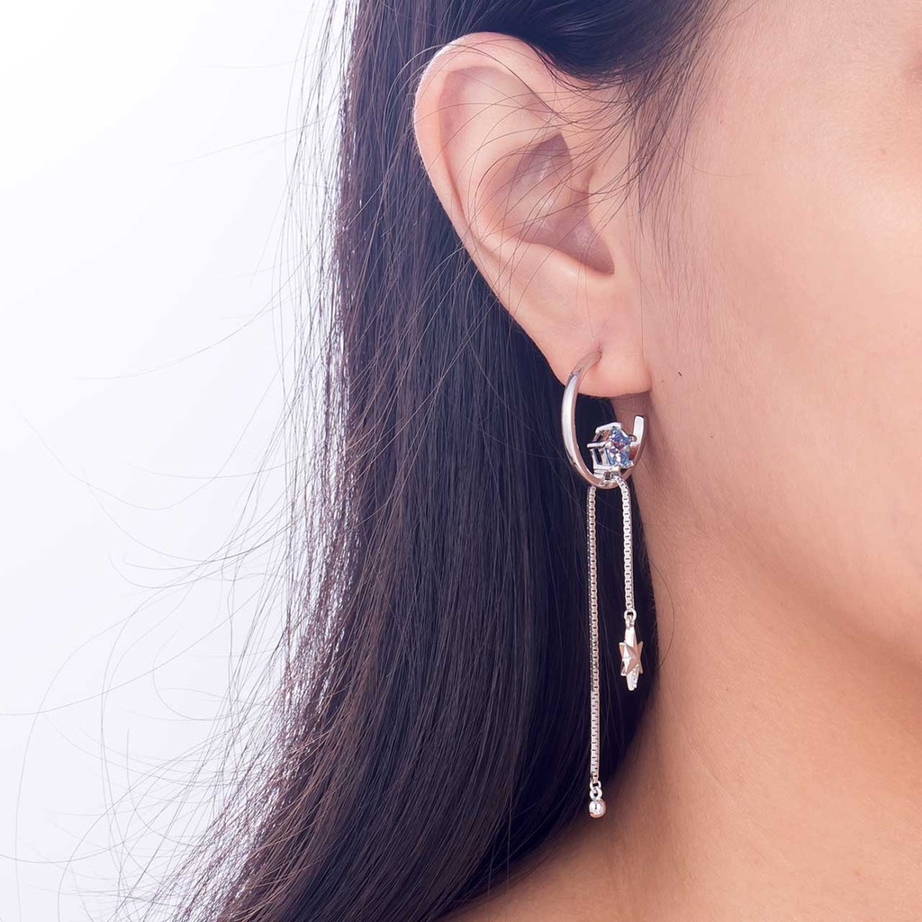 Bông tai Bạc đính đá Sythentic PNJSilver ZTXMW000013