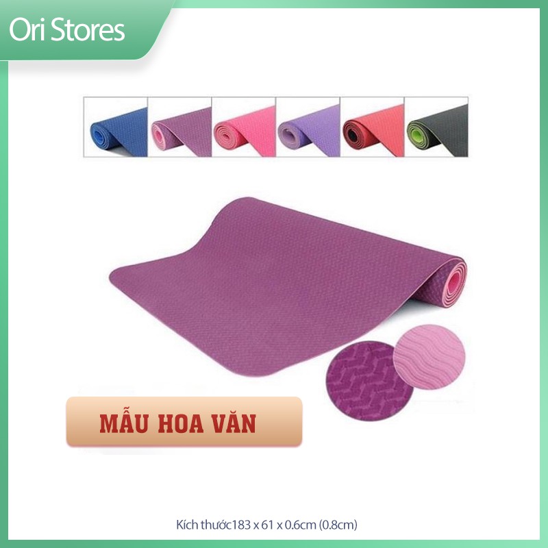 Thảm Tập Yoga, GYM 2 Lớp Định Tuyến TPE Chống Trượt Cao Cấp 6mm và 8mm-ORI STORES