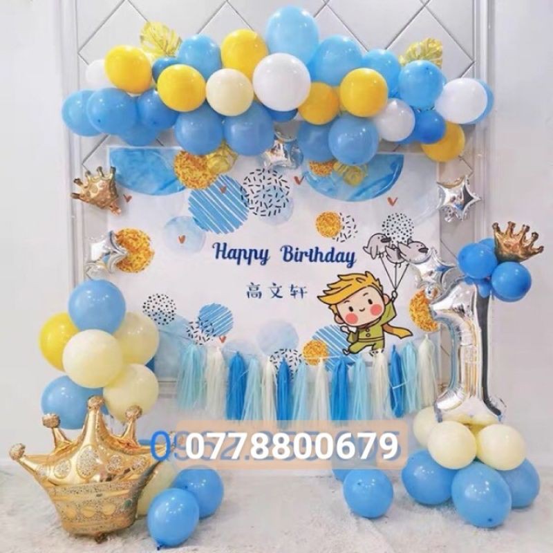 (KÈM BACKDROP) SET BÓNG SINH NHẬT HOÀNG TỬ -NHIỀU MẪU