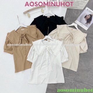 Áo sơ mi nữ cổ bèo hót 2021 aosominuhot