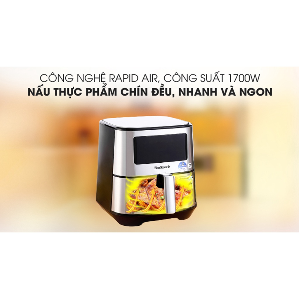 Nồi chiên không dầu Bluestone AFB-5878, Công suất cao 1700W, Dung tích 5.5 lít, Lớp chống dính Greblon, Bảo hành 2 năm