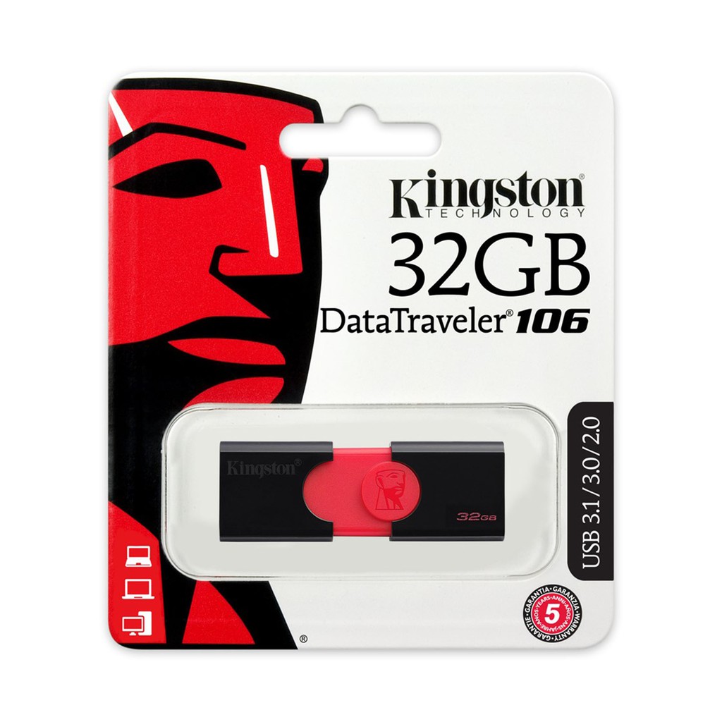 USB 3.0 Kingston DataTraveler DT106 32GB (Đen đỏ) | BigBuy360 - bigbuy360.vn
