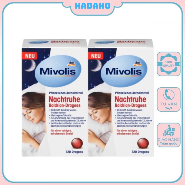 Viên thảo dược hỗ trợ ngủ ngon giảm căng thẳng Mivolis 120 viên - Hàng Nội Địa Đức