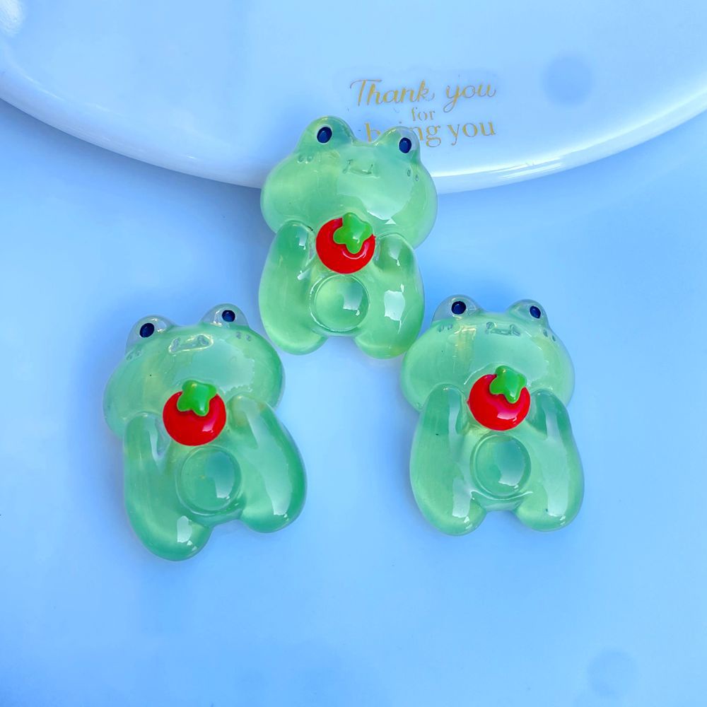 Bộ 10 Phụ Kiện Hình Ếch/Thỏ Bằng Nhựa Resin Trong Suốt Trang Trí Cho Điện Thoại