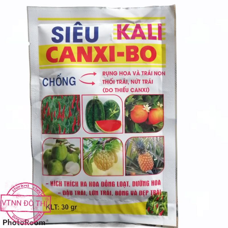 Siêu Kali Bo Canxi Chống rụng hoa, quả non, thối trái, nứt trái, tăng khả năng thụ phấn dưỡng hoa quả to đẹp gói 30g