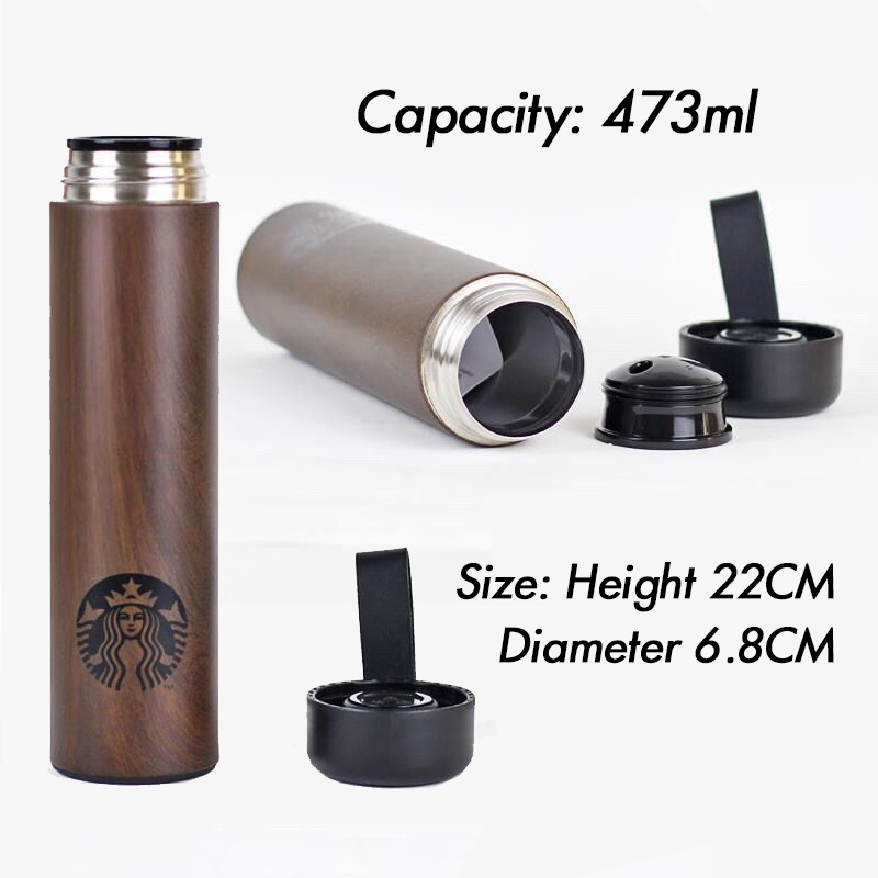 Ly starbucks cốc giữ nhiệt 473ml Thép không gỉ 304 Nàng tiên cá bằng hạt gỗ có hoa văn quà tặng cho bạn bè