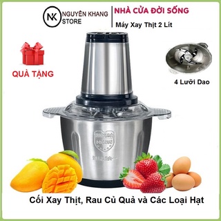Máy xay thịt Inox 304, cối xay thịt 2L cầm tay,xay ngũ cốc, thực phẩm ,rau củ quả, tỏi, ớt
