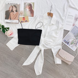 (LOẠI 1) Set áo trắng cột eo