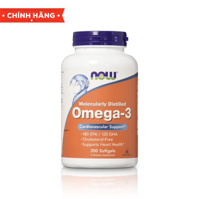 Viên dầu cá NOW Omega-3 1000mg Fish Oil, 180 EPA/ 120 DHA nhập khẩu Mỹ - Gymstore