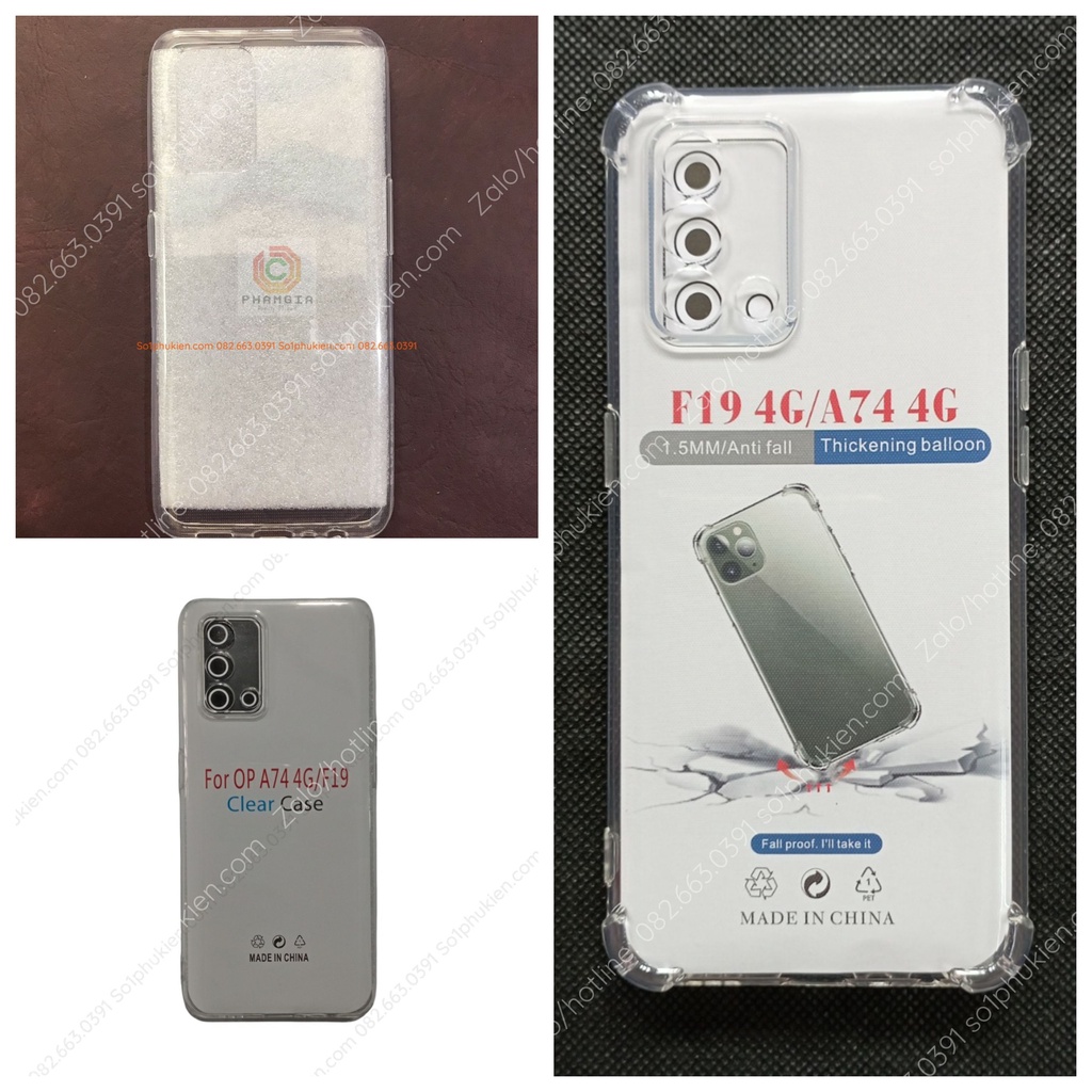 Ốp lưng Oppo A74 4G / A95 / F19 loại dẻo trong cao cấp, trong chống sốc bảo vệ cam bền đẹp