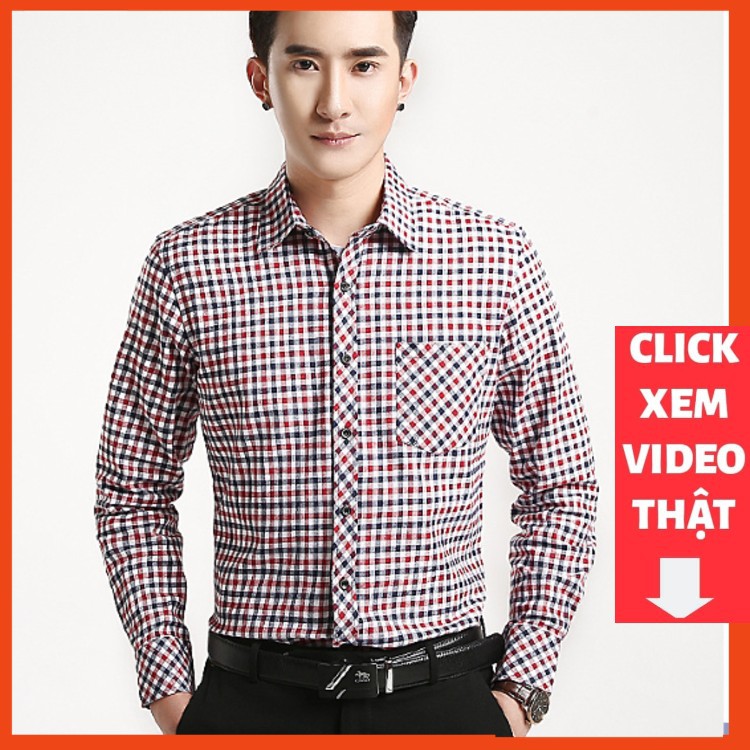 Sơ Mi Nam Dài Tay Kẻ Sọc Tăm, Áo Công Sở Chất Cotton Xịn