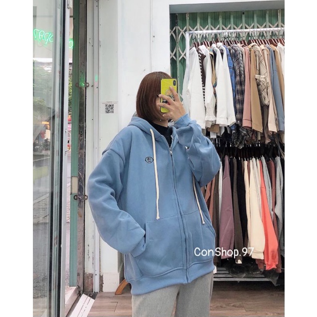 Áo Hoodie Nỉ Bông kéo khoa lót nhung Unissex Cho Cả Nam Nữ Thêu Mặt Em Bé, HOODIE Form rộng, Áo khoác Nỉ | BigBuy360 - bigbuy360.vn