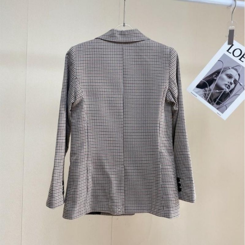 Áo blazer kẻ caro nâu MNG