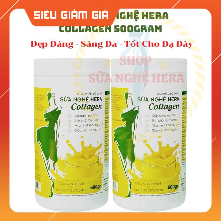 GIẢM GIÁ 50% Sữa Nghệ HERA Collagen MS01 Đẹp Dáng -  Đẹp Da - Hỗ Trợ Đau Dạ Dày [CHÍNH HÃNG](02 HỘP 500GRAM) GIẢM GIÁ 50