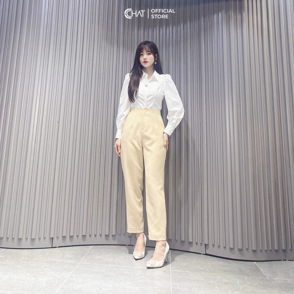 Áo Sơ Mi Nữ 𝐂𝐂𝐇𝐀𝐓 Cổ Đức Chất Thô Cao Cấp Phong Cách Trẻ Trung 12FDT2019OT