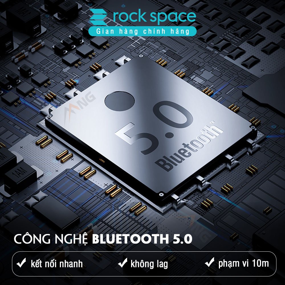 Tai nghe bluetooth không dây thể thao Rockspace B6, dành cho chạy bộ, tập GYM, thiết kế nhét tai, có micro, pin 6 tiếng