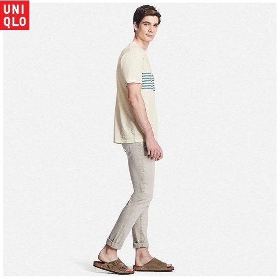 Áo thun nam Uniqlo 100% Supima cotton - Cổ tròn sọc có túi ngực (KOOL18)