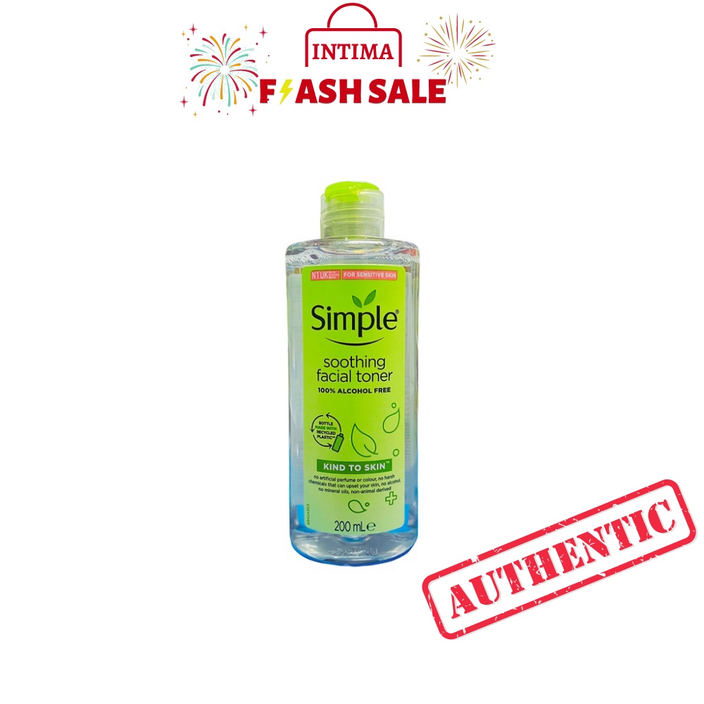 Nước Hoa Hồng Simple Toner Làm Dịu Và Cân Bằng Độ Ẩm Cho Da - Lành Tính Không Chứa Cồn 200ml - Intima Official