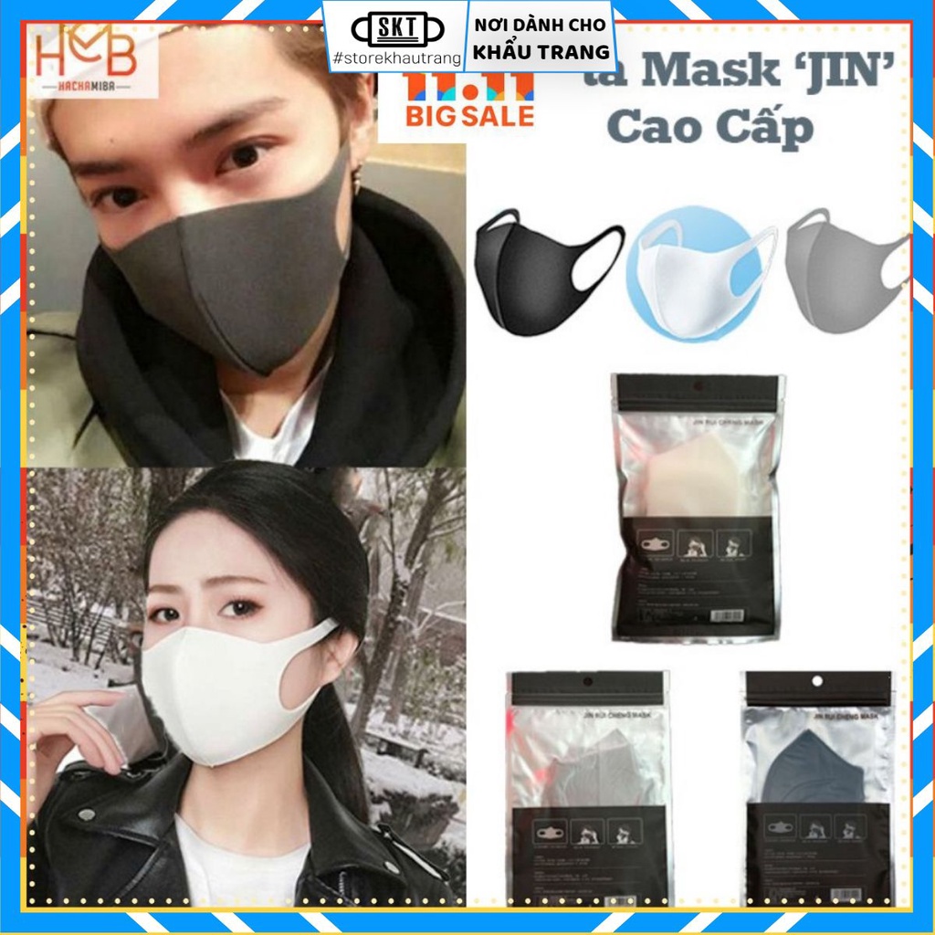 Khẩu Trang Pitta Jin 3D Bọt Biển Xốp Cao Cấp Lọc Bụi