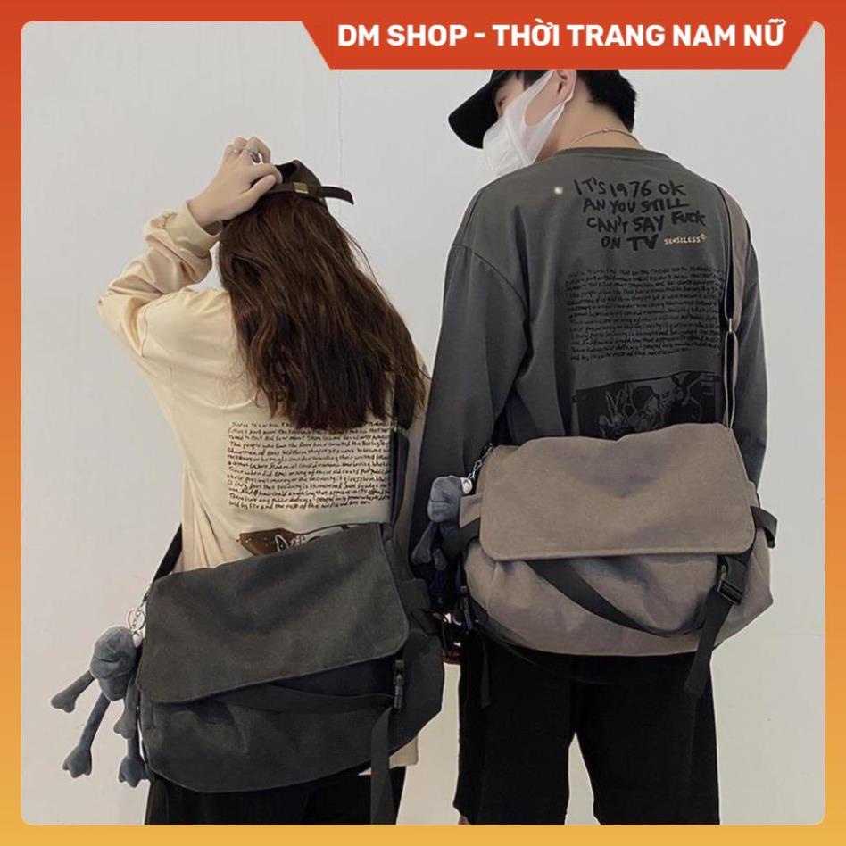 Túi tote đeo chéo thời trang nam nữ, Túi vải canvas đeo vai phong cách ulzzang unisex giá rẻ đi học đi chơi