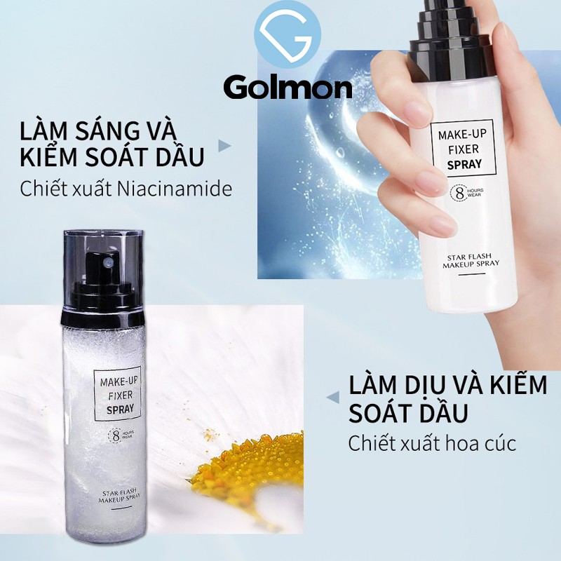 Xịt khoáng khóa lớp make up MAKEUP FIXER SPRAY ánh nhũ giữ lớp trang điểm lâu trôi và cấp ẩm tức thì cho làn da Golmon