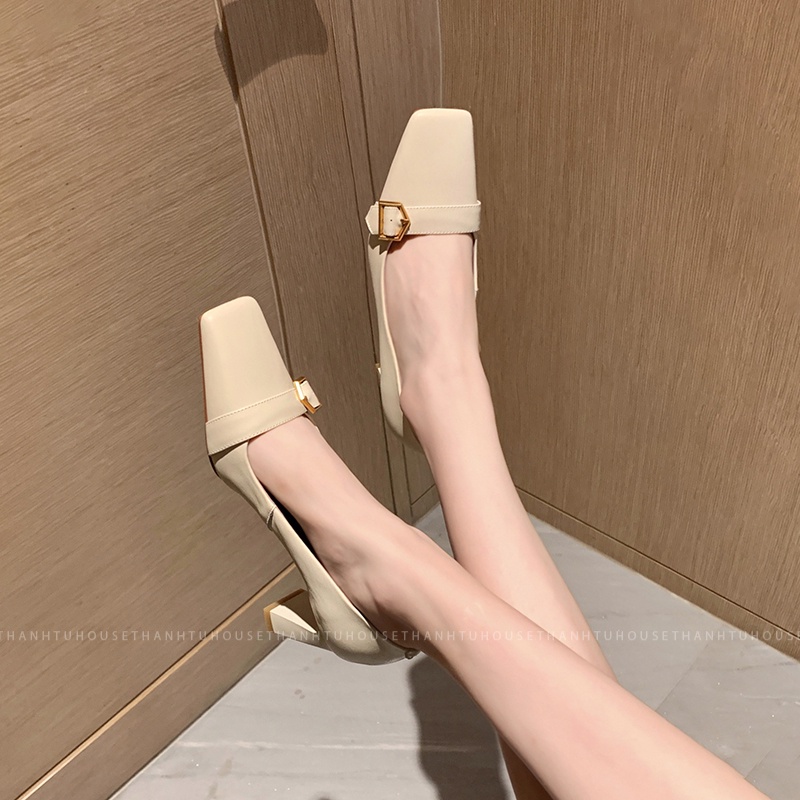 Giày Cao Gót Nữ Mũi Vuông Thời Trang Dáng Basic Cao 7cm - GD006