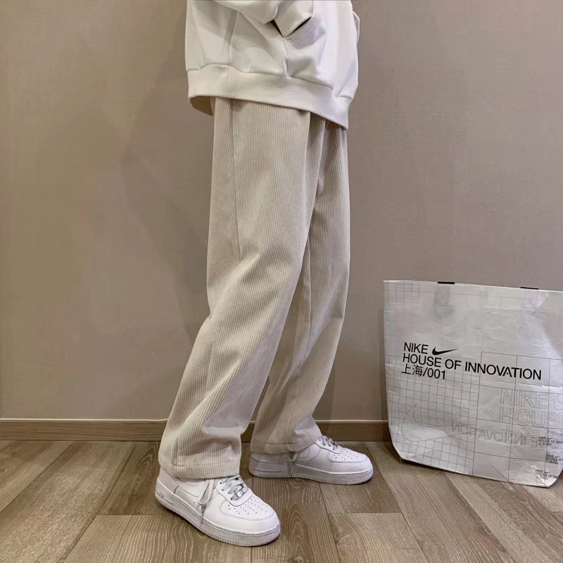 Quần dài nam vải nhung có gân ống rộng phong cách mới thời trang hàn quốc vintage đơn giản dành cho unisex quần ống rộng unầnisex simple quần ống rộng trắng  quần ống rộng đen cotton from rộng