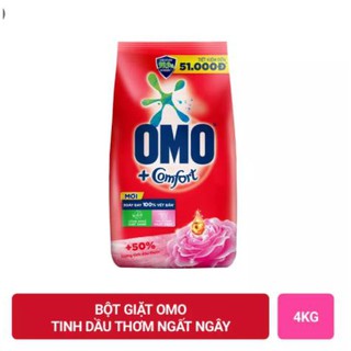 Bột Giặt OMO Comfort xoáy bay vết bẩn tinh dầu thơm ngất ngây hồng 4kg