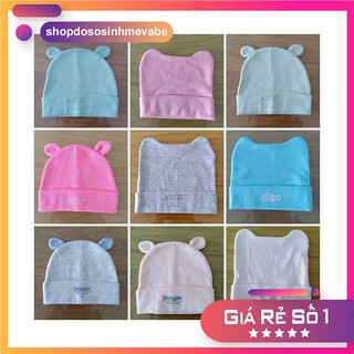 Mũ sơ sinh cotton MÀU có TAI/ Nón sơ sinh cho bé dưới 2 tháng