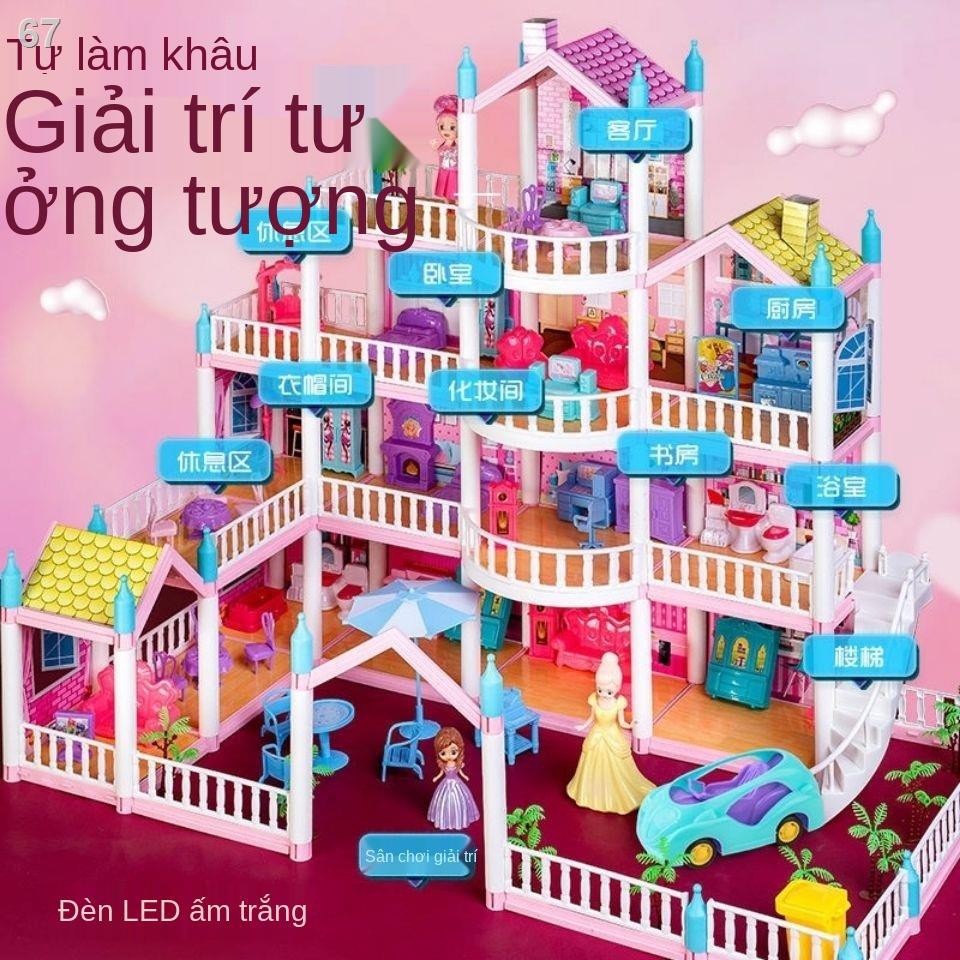 Đồ chơi nhà cho bé gái 3 tuổi 9 công chúa biệt thự lâu đài quà tặng sinh nhật búp bê Barbie