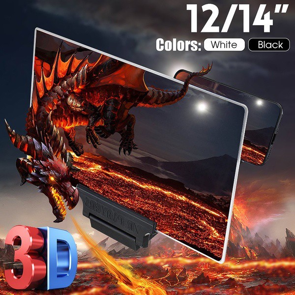 12 '' 3D HD Màn hình điện thoại di động Khuếch đại Video Kính lúp Độ nét cao Giá đỡ điện thoại di động