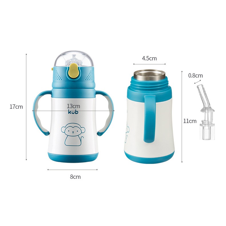 Bình Nước Giữ Nhiệt 280ml, Inox 316, 2 Nắp - KUB/Crowned Love