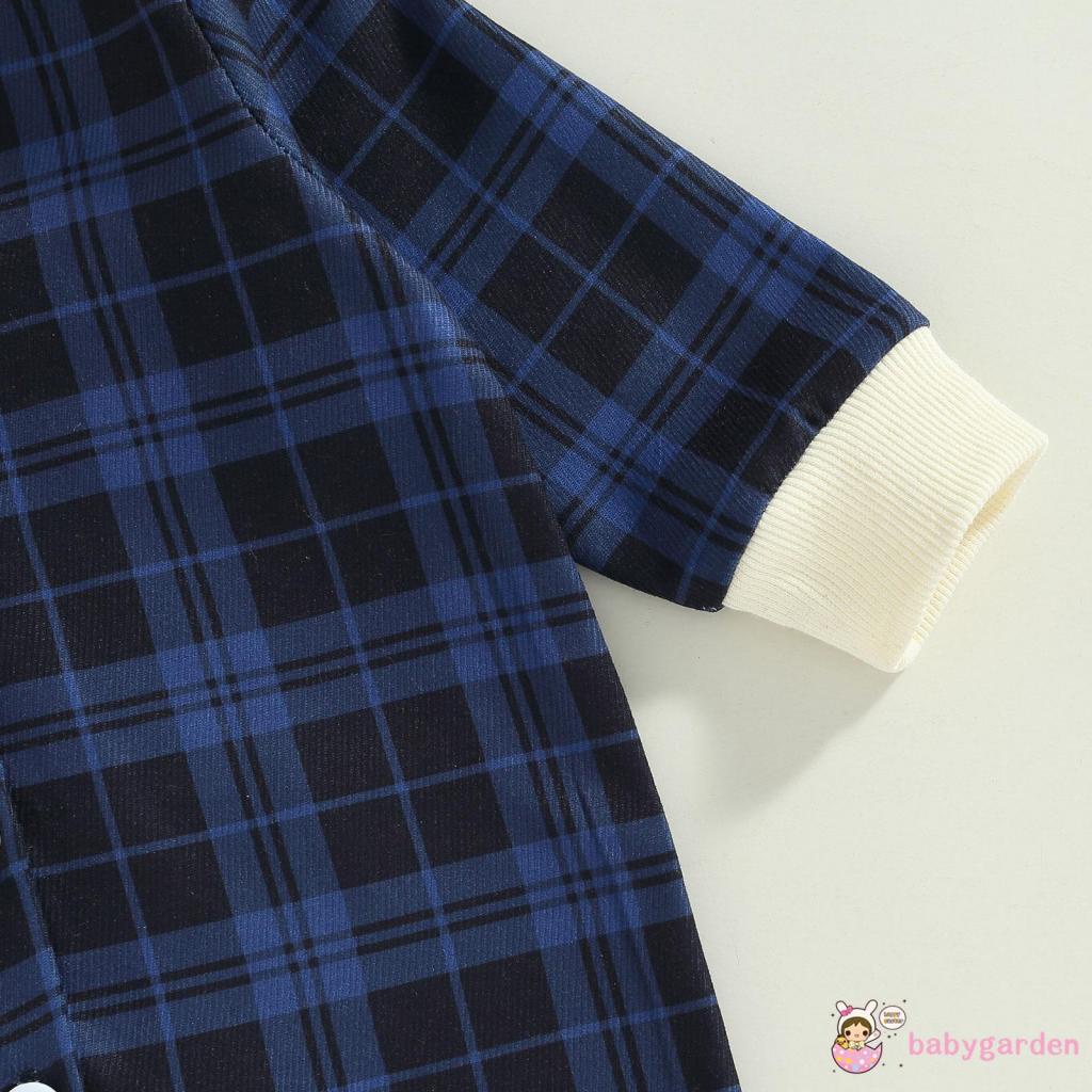 Bộ Áo Liền Quần Tay Dài Cài Nút + Mũ Trùm Đầu Thời Trang Mùa Thu Cho Bé Trai 0-24 Tháng Tuổi