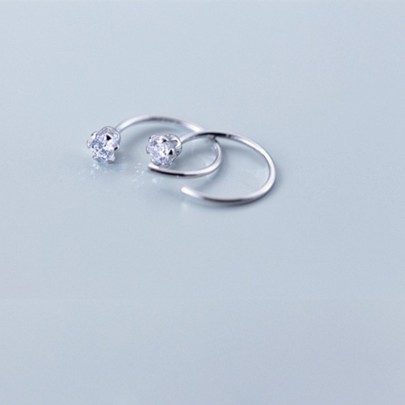 Khuyên tai móc mạ vàng/bạc đính đá zircon thời trang ngọt ngào cho nữ