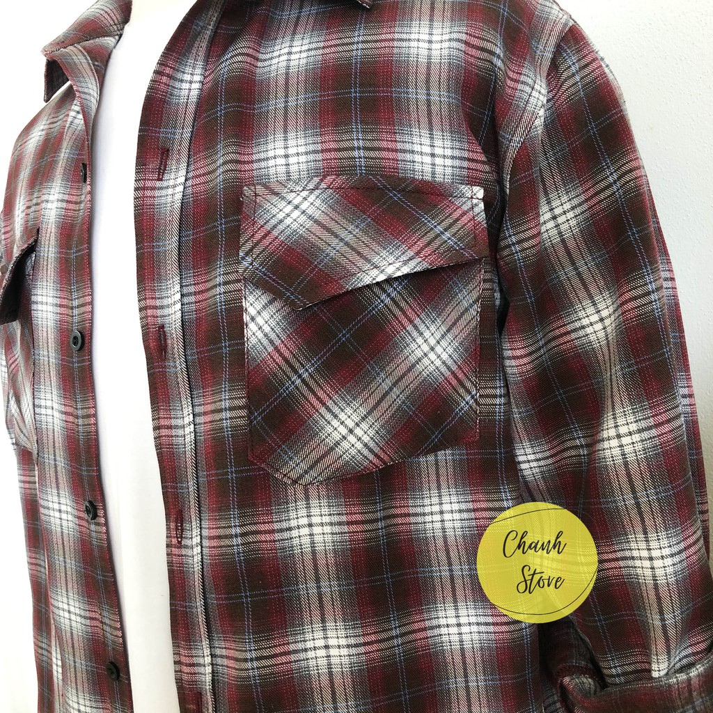 Áo Sơ Mi Nam Flannel Kẻ Caro - Áo Sơ Mi Nam Dài Tay Hàn Quốc