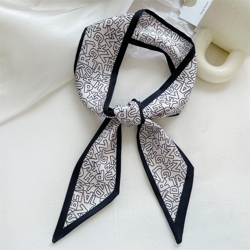 Khăn Choàng Cổ Lụa Kẻ Sọc Caro Phong Cách Retro Thời Trang Xuân Hè Dễ Phối Đồ