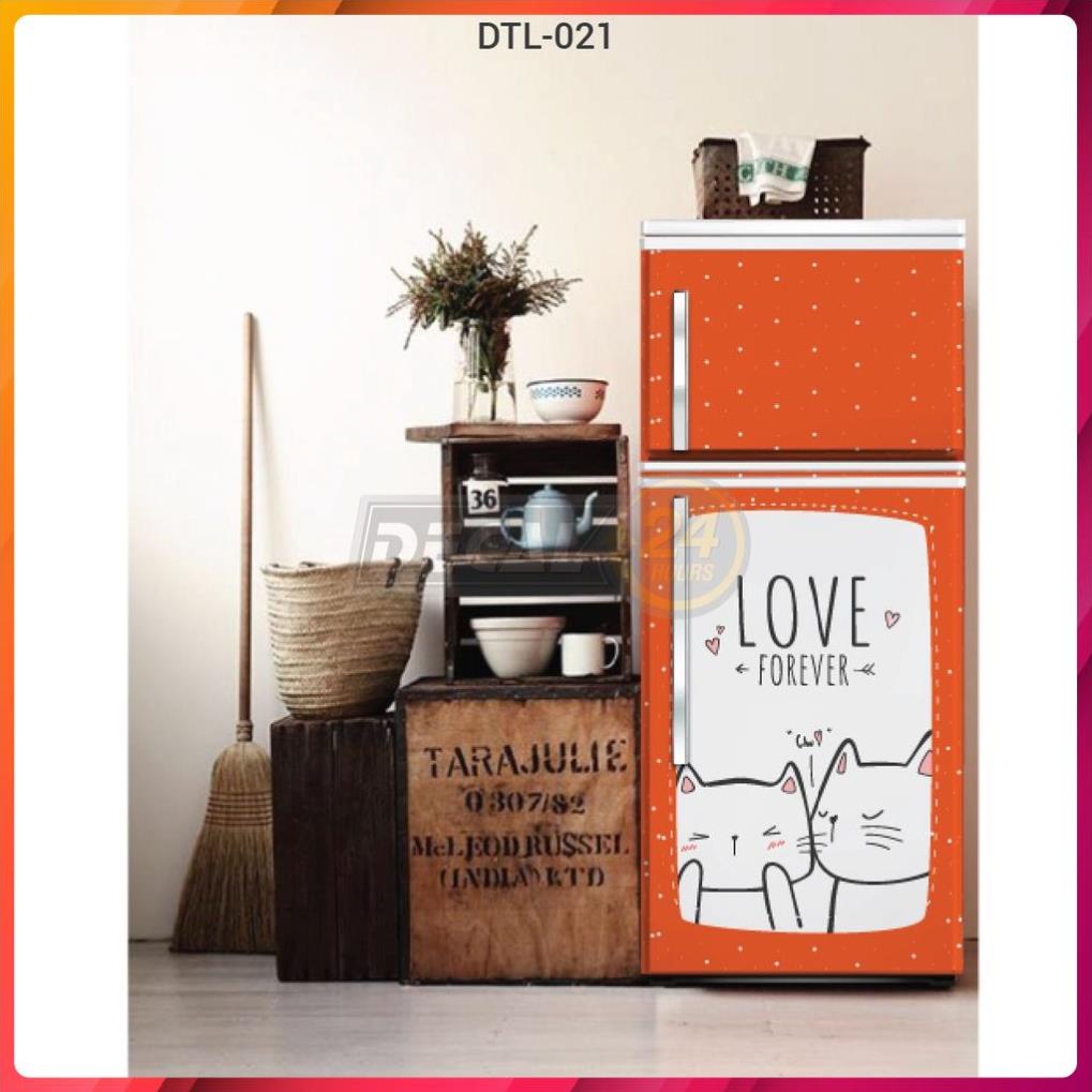 Decal chuyên dụng dán tủ lạnh - máy lạnh - máy giặt siêu đẹp Gia đình mèo Shop Châu siêu bền đủ kích thước - DTL-021
