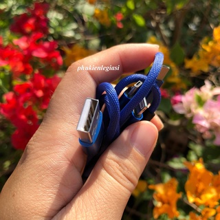 XÃ HÀNG THANH LÝ Cáp sạc dây dù 3 đầu Type C, Micro usb, lai ning