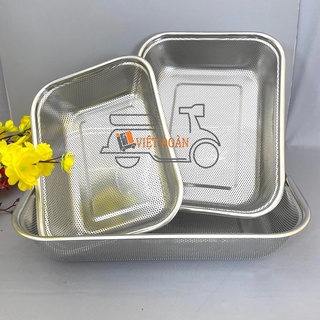 Rổ inox đựng rau củ, trái cây ..hình chữ nhật , inox không rỉ, lưới khít , có viền chắc chắn. nhiều size