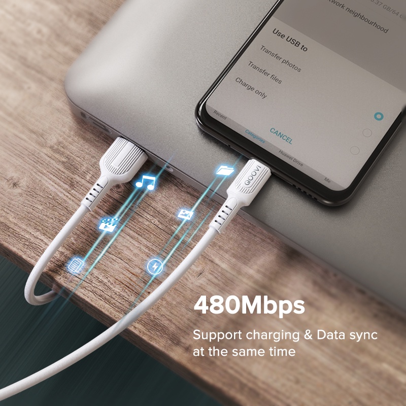 Dây cáp sạc nhanh 3A micro USB type C QOOVI thích hợp cho iPhone Samsung Redmi